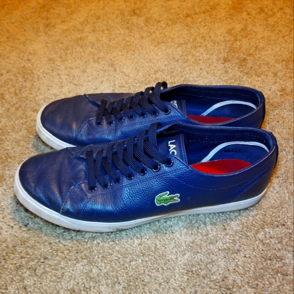 Lacoste Men's Marcel Riberac LCR3 BRZ Leather Shoes Trainers - Navy
